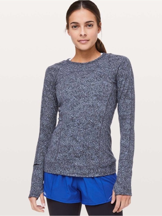 lululemon athletica Tops - lululemon Cypress Kiss Black Print Long Sleeve Crew Neck Pullover Running Top